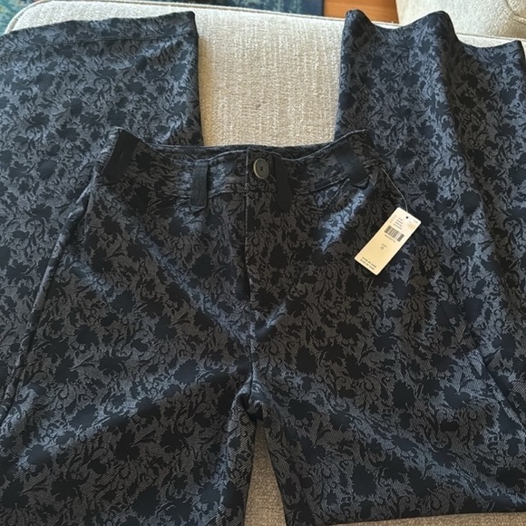 Anthropologie Maeve Jacquard Black Gray Floral Paisley Flare Wide Leg Pants 0 - Picture 5 of 7